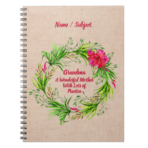 Carnet Modifier le nom Ajouter le texte Grand-mère rose