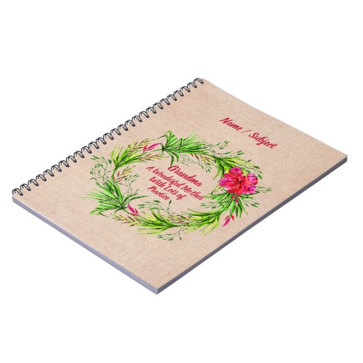 Carnet Modifier le nom Ajouter le texte Grand-mère rose F (Côté gauche)