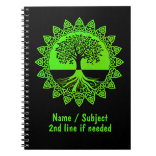 Carnet Modifier le nom Texte - Arbre Celtique Vert de la