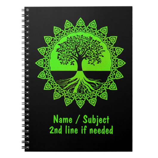 Carnet Modifier le nom Texte - Arbre Celtique Vert de la (Devant)