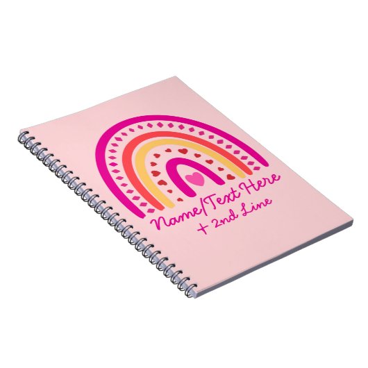 Carnet Modifier le texte Ajouter le nom, Boho Rainbow Hea (Côté Droit)