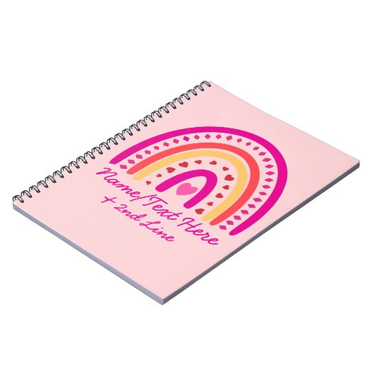 Carnet Modifier le texte Ajouter le nom, Boho Rainbow Hea (Côté gauche)