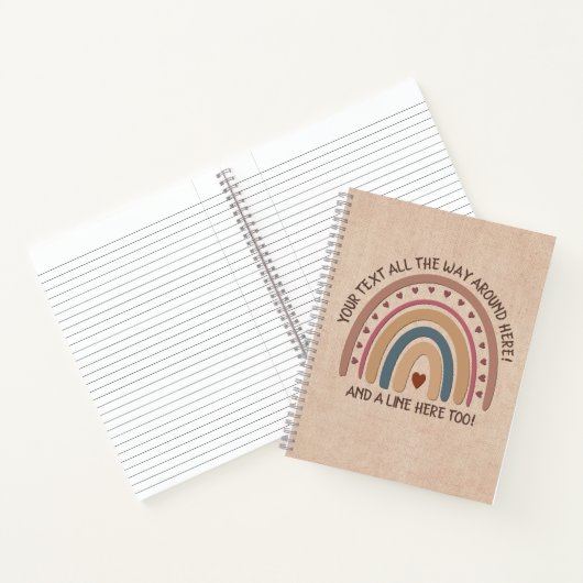 Carnet Modifier le texte Ajouter le nom Boho Rainbow Hear (Intérieur)
