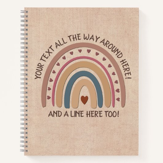 Carnet Modifier le texte Ajouter le nom Boho Rainbow Hear (Devant)