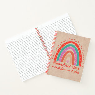 Carnet Modifier le texte Ajouter le nom Boho Rainbow Hear