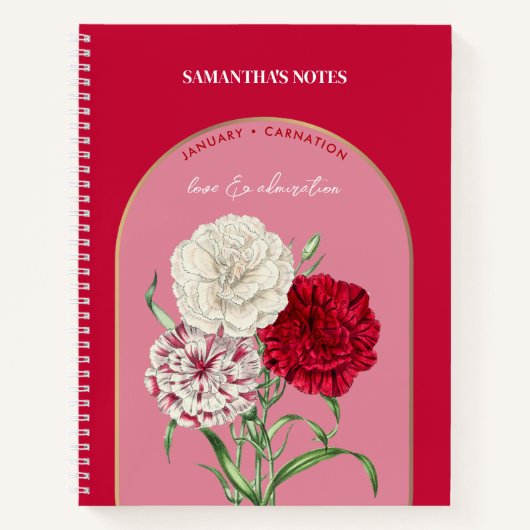 Carnet Mois des fleurs de naissance personnalisées Janvie (Devant)