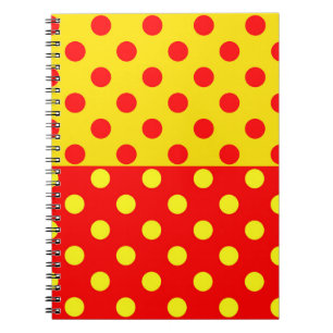 Carnet Moitié rouge Jaune Pois Design Motif