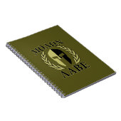 Carnet Molon Labe Laurels en Masque Spartiate Vert olive (Côté Droit)