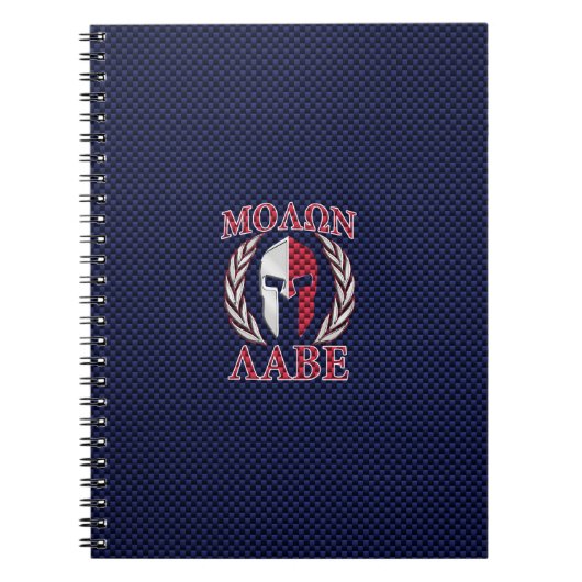 Carnet Molon Labe Spartan Warrior Style fibre de carbone (Devant)