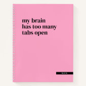 Carnet Mon Cerveau A Trop De Tabulations Ouvrir Funny Per (Devant)