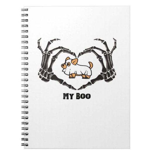 Carnet Mon Costume Boo Chihuahua Avec Mains Coeurs Squele (Devant)