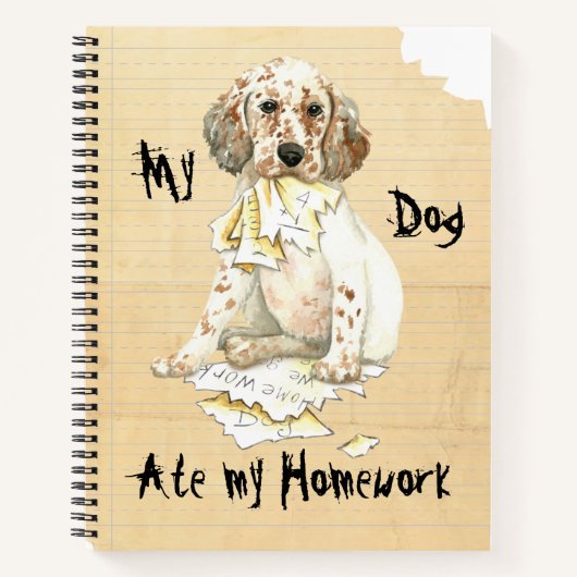 Carnet Mon Setter anglais a mangé mes devoirs (Devant)