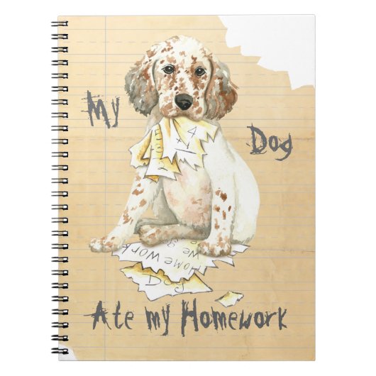 Carnet Mon Setter Anglais A Mangé Mes Devoirs (Devant)