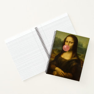 Carnet Mona Lisa soufflant de bulle rose