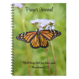Carnet Monarque Papillon Fleur sauvage Faith Prayer Journ