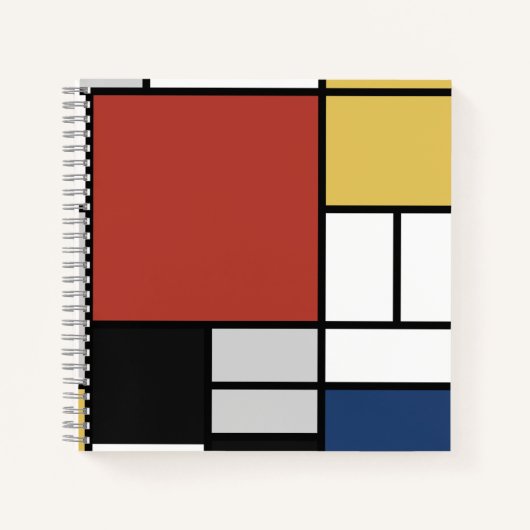 Carnet Mondrian Peinture Rouge Plane Jaune Noir Gris Bleu (Devant)