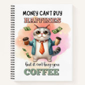 Carnet Money Can't Buy Happiness Funny Cat Lover Gift  (Devant)
