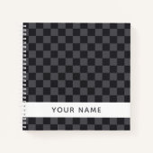 Carnet Monochrome gris foncé croate Checkers avec nom (Devant)
