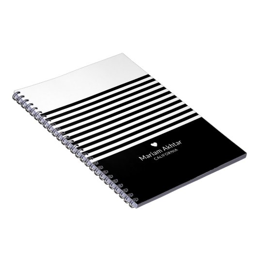 Carnet Monogram Black Stripes tendance chic Script modern (Côté Droit)