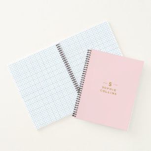 Carnet Monogram Blush Pink Gold Minimalist Nom élégant