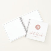 Carnet Monogram Blush Pink White Sketbook Simple Modern (Intérieur)