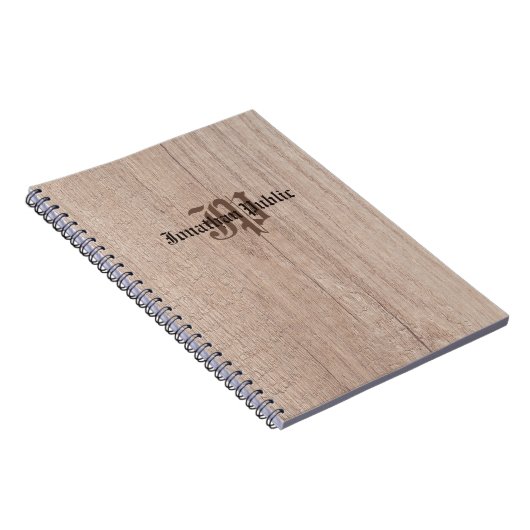 Carnet Monogram Bois Board Look Old Script Modèle (Côté Droit)