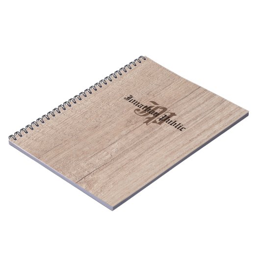 Carnet Monogram Bois Board Look Old Script Modèle (Côté gauche)
