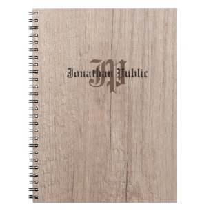 Carnet Monogram Bois Board Look Old Script Modèle