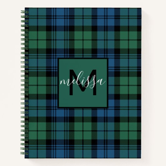 Carnet Monogram Clan Campbell Tartan Plaid Ajouter votre  (Devant)