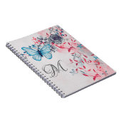 Carnet Monogram Elegant Blue Butterflie Floral (Côté Droit)