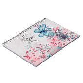 Carnet Monogram Elegant Blue Butterflie Floral (Côté gauche)