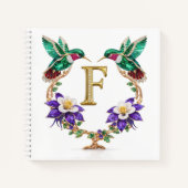 Carnet Monogram F Gold Hummingbird Bridal Shower Gift (Devant)
