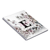 Carnet Monogram floral drawing pink cherry blossom (Côté Droit)