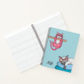 Carnet Monogram Funny Whimsical Chats tendance moderne (Intérieur)