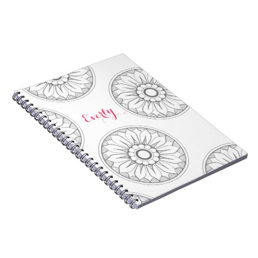 Carnet Monogram Gray and Pink Modern Medallion Pattern (Côté Droit)