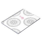 Carnet Monogram Gray and Pink Modern Medallion Pattern (Côté gauche)