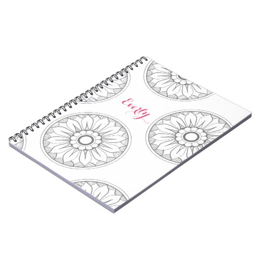 Carnet Monogram Gray and Pink Modern Medallion Pattern (Côté gauche)