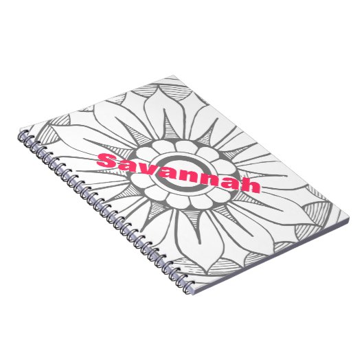 Carnet Monogram Gray and Pink Modern Medallion Pattern (Côté Droit)