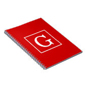 Carnet Monogram initial de Red White Framed (Côté Droit)