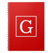 Carnet Monogram initial de Red White Framed (Devant)