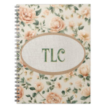 Monogram Ivory and Peach Peony Watercolor Floral