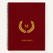 Carnet Monogram & Laurel sur Maroon (Devant)