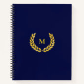 Carnet Monogram & Laurel sur Navy Blue (Devant)