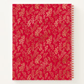 Carnet Monogram Luxury Red Gold Leaf Pattern Festive (Dos)