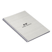 Carnet Monogram Minimalistic White Burlap Gray Typography (Côté Droit)