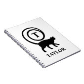 Carnet Monogram Name Initial Kitty Cat Lover White Black (Côté Droit)