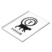 Carnet Monogram Name Initial Kitty Cat Lover White Black (Côté gauche)
