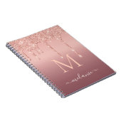Carnet Monogram Name Text Rose Gold Blush Glitter Sparkle (Côté Droit)