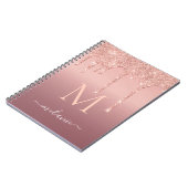 Carnet Monogram Name Text Rose Gold Blush Glitter Sparkle (Côté gauche)
