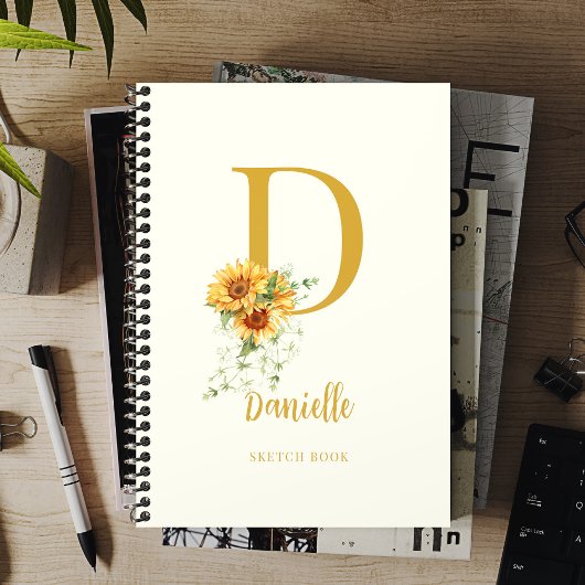 Carnet Monogram nom floral moderne sketchbook